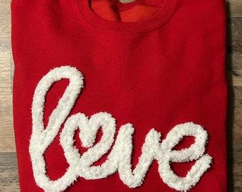 Love Chenille Sweatshirt Valentine Sweatshirt Chenille Yarn Love