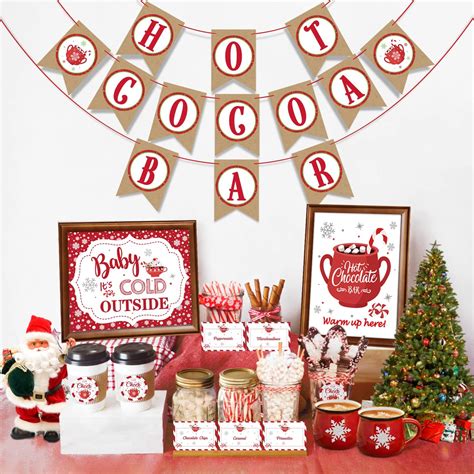 Hot Cocoa Bar Kit Blue Silver Snowflake Hot Cocoa Banner Bar Sign Hot Chocolate