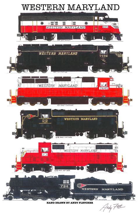 6 Hand Draw Western Maryland Drawings By Andy Fletcher Train Layouts