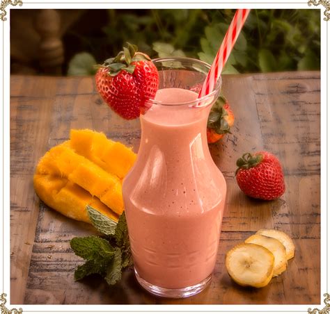 Smoothie De Fraise Mangue Et Banane Sans Gluten Sans Cas Ine Et Bio