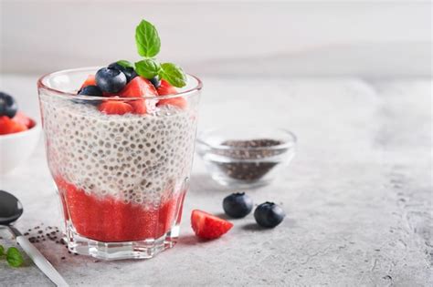 Pudding Aux Fraises Chia Petit déjeuner Végétalien Sain Pouding Aux