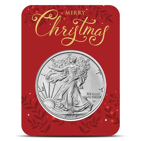 American Eagle Silver Coin Red Merry Christmas Card Provident