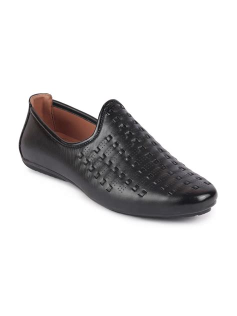 Buy Fausto Men Black Woven Design Lightweight Pu Mojaris Casual Shoes For Men 17398080 Myntra