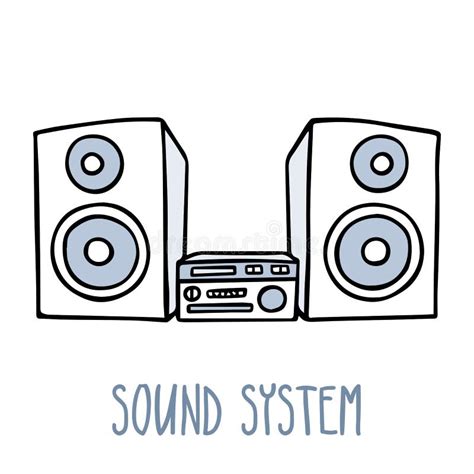 Sound System Cute Doodle Sketch On White Stock Vector Illustration