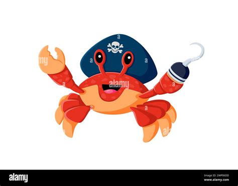 Cartoon Sea Crab Pirate Animal Character Corsair Captain Of Filibuster