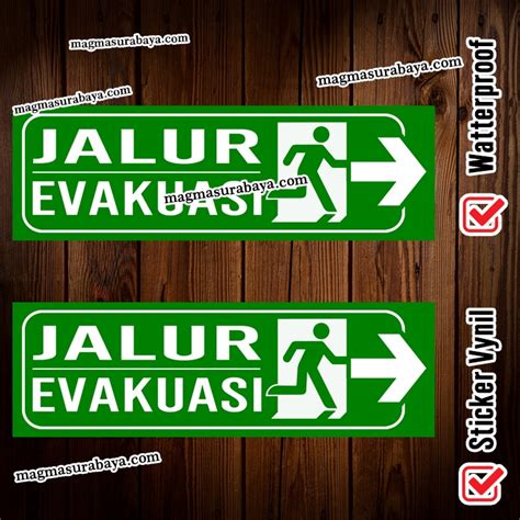 Jual Sticker Stiker Label Jalur Evakuasi Panah Kanan Sticker Jalur