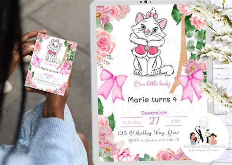 ANYA Custom Marie Aristocats Invite Bundle Aristocats Birthday