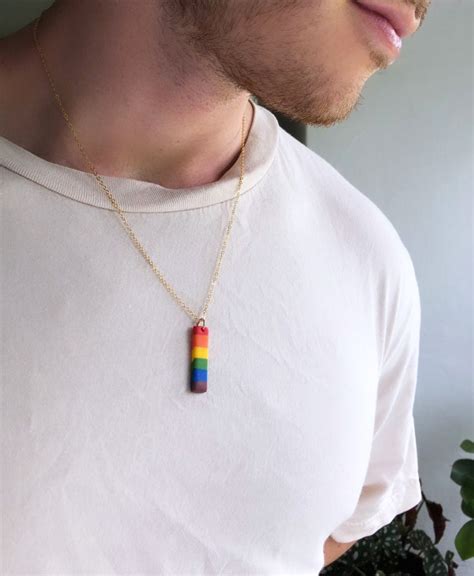 Rainbow Necklace Pride Necklace Lgbtq Statement Etsy