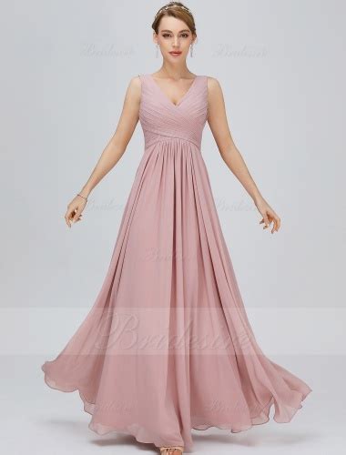 Bridesire A Linie V Ausschnitt Bodenlang Chiffon Ballkleid