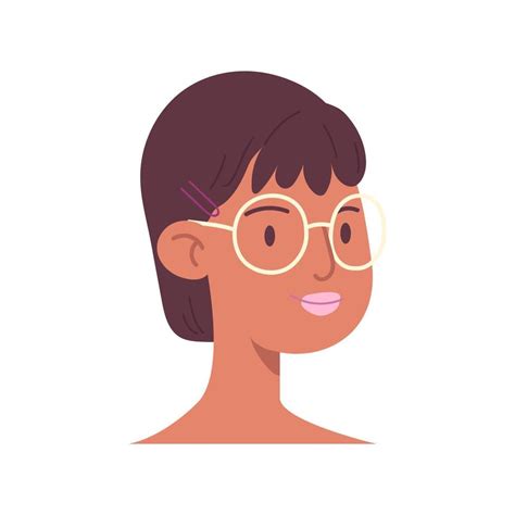 Cartoon Kopf einer jungen Frau das Gesicht eines Mädchens mit Brille