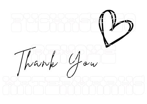 Heart Thank You Card Printable Png Download Etsy