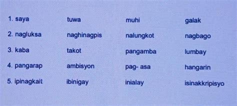 Unang Markahan Panuto Bilugan Ang Mga Salita Na May Kinalaman Sa Mga