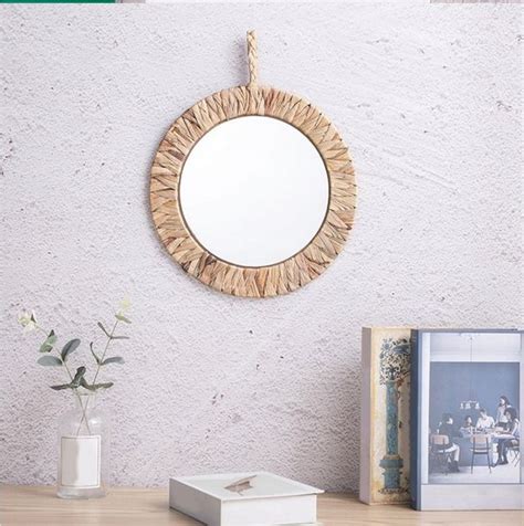 OKRĄGŁE LUSTRO BOHO RATANOWE ŚCIENNE 35cm NATURA ERLI pl