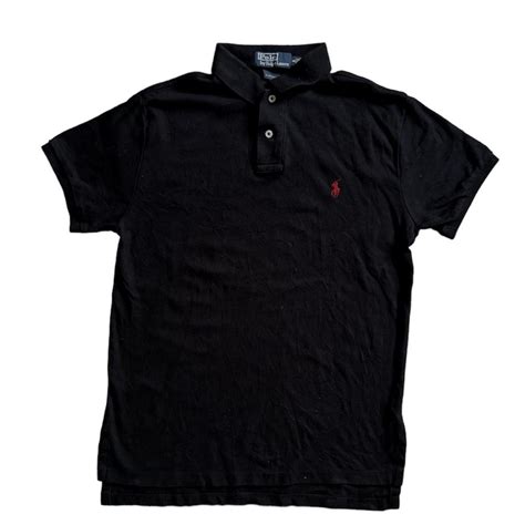 Ralph Lauren Polo Shirt Black With Red Polo Depop