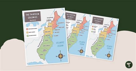 13 Colonies Map — Labeled | Teach Starter