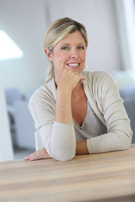 Smiling Mature Woman At Home Stock Photo Image Of Woman Beautiful