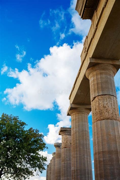 Row Of Greek Hellenistic Columns Stock Image Image Of Lindos