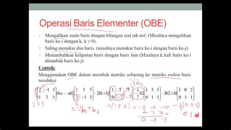 Aljabar Linier Obe Dan Penyelesaian Spl Secara Obe Youtube