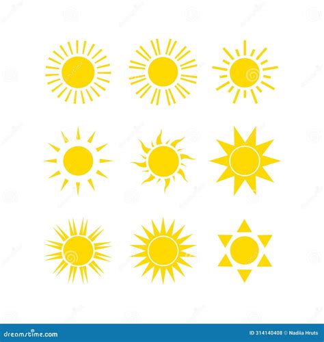 Sun Icons Vector Symbol Set Stock Vector Illustration Of Light Star