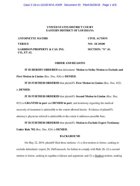 Fillable Online Order Re Plaintiffs Motion For Summary Judgment Fax