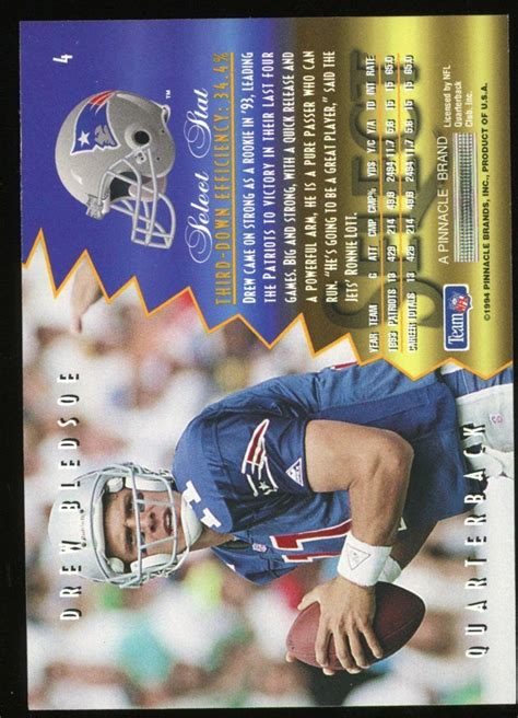 Select Card Drew Bledsoe New England Patriots Football Card Ebay