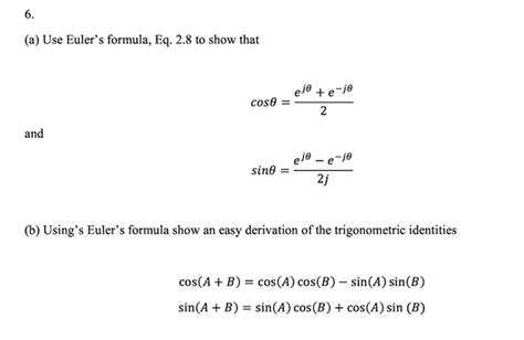 (Solved) - (A) Use Euler's Formula, Eq. 2.8 To Show That Cos Theta = E ...