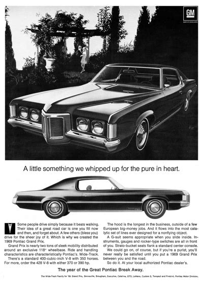 1969 Pontiac Ad Grand Prix Hardtop Coupe Black And White