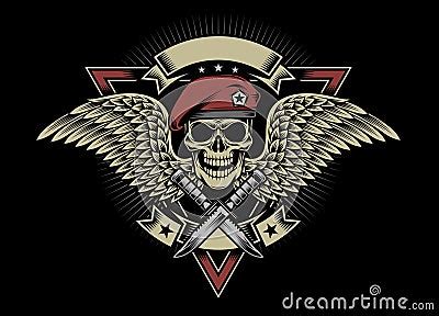 Military Skull With Wings And Daggers Stock Vector Image