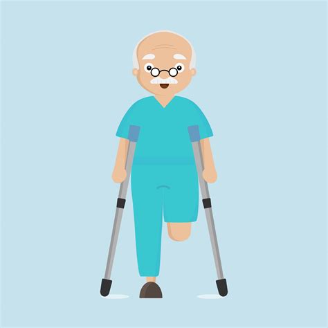 One Legged Man On Crutches Clipart