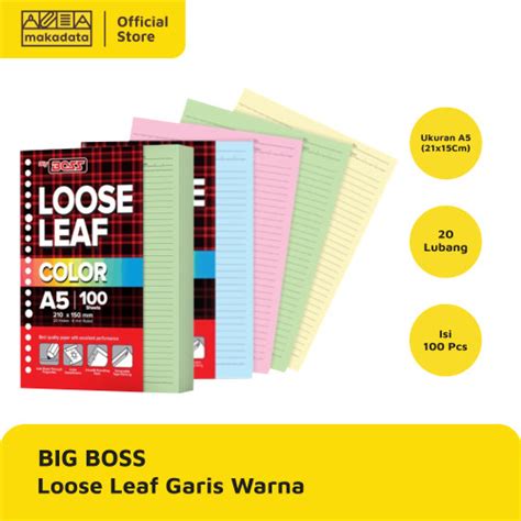 Jual LOOSE LEAF KERTAS BINDER A5 100 LEMBAR WARNA BIG BOSS 1PAK