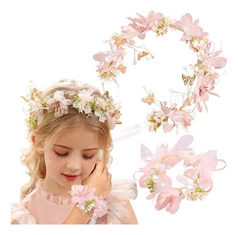 2pz Princesa Corona Pulsera Flores Tocado Novia Niña Tiara MercadoLibre