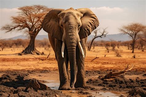 Capturando El Elefante Maravilla De La Vida Silvestre En La Tierra De