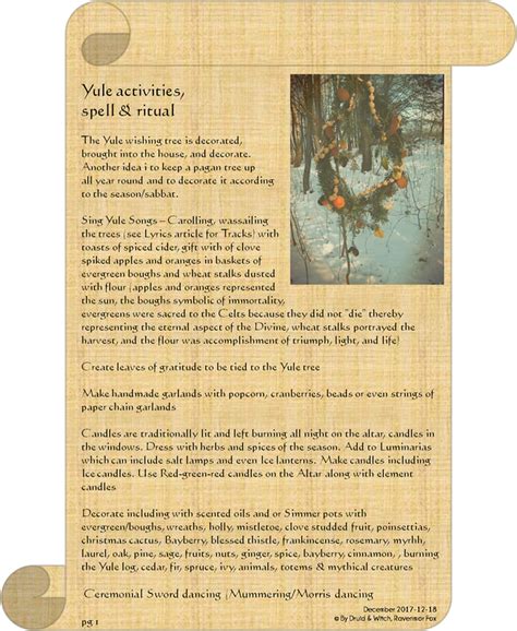 Spells, rituals & activities of 'Yule' - the terra mind