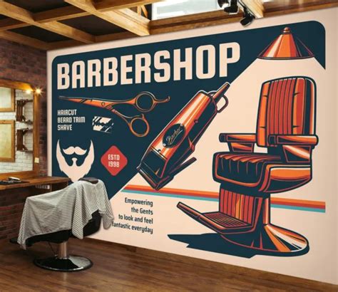 D Razor A Barber Shop Hair Cut Wallpaper Wall Mural Self Adhesive