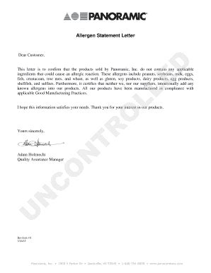 Allergen Statement Template Complete With Ease Airslate Signnow