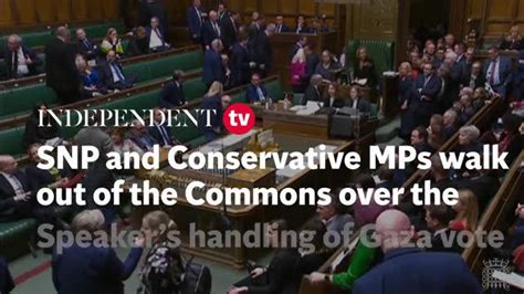 Moment Tory And Snp Mps Walk Out Of Commons Over Speakers Handling Of