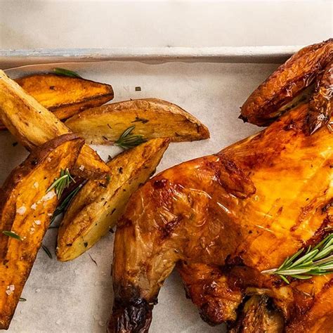 Air Fryer Roast Chicken With Potato Wedges Olivado