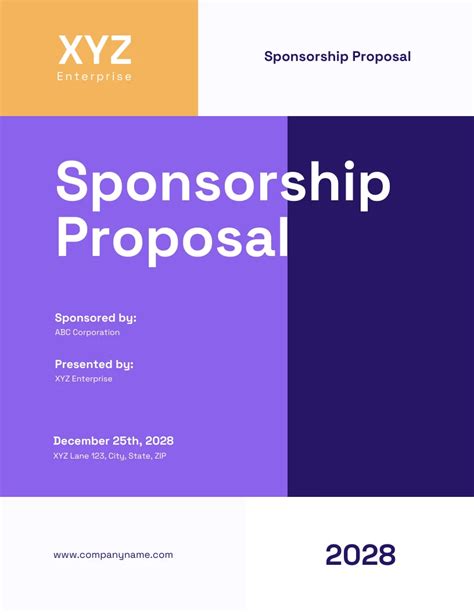 Purple Orange Sponsorship Proposal Template Venngage