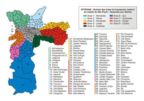 S O Paulo Distritos E Nomes Mapa De S O Paulo Bairros De S O Paulo