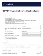 Covid Vaccination Verification Form Raymus Jixiele Soriano Pdf