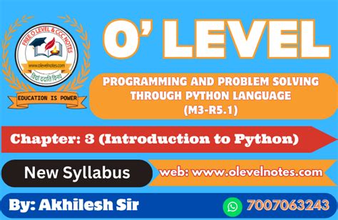 Introduction To Python Chapter M R O Level Notes