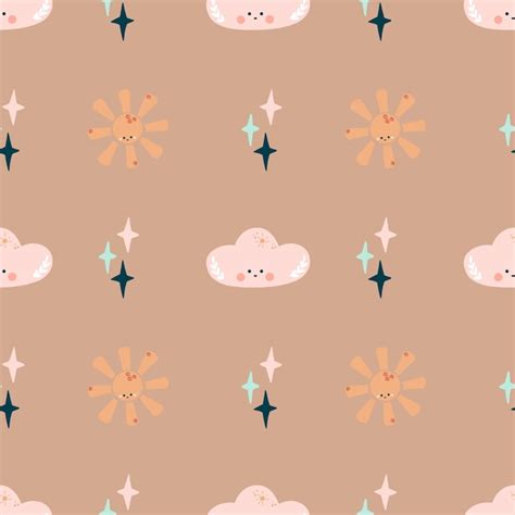 Premium Vector Cute Bohemian Baby Seamless Pattern With Clouds Stars