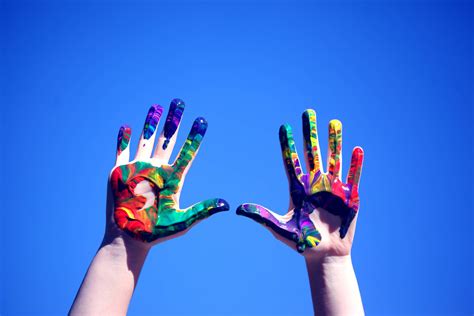 Download Painted Blue Hands Wallpaper