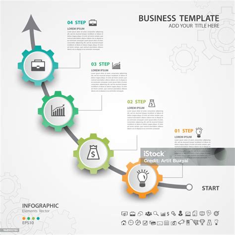 Stock Ilustrace Infografika Prvky Vektor Šablony Diagram Se 4 Kroky Vývojový Diagram Procesní