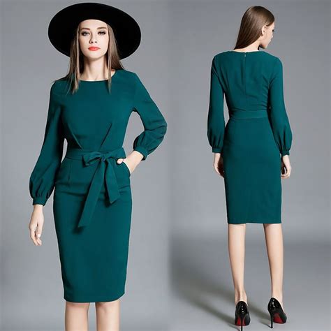 Women Casual Dress | Long sleeve work dress, Elegant dresses for women, Casual dresses for women