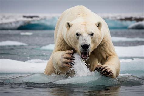 Default Polar Bear With Prey Premium Ai Generated Image