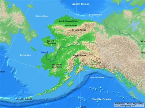 USA: Alaska Physical Map - A Learning Family