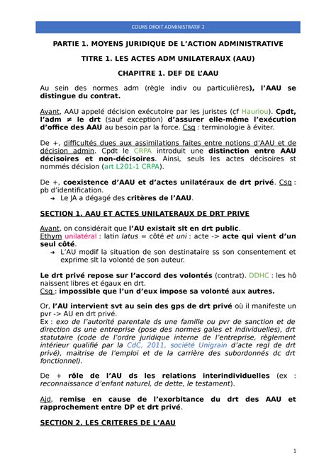 Droit Administratif Cours Partie Moyens Juridique De Laction