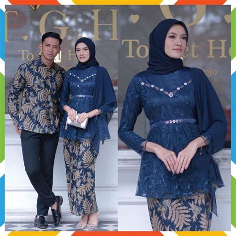 Jual Set Kebaya Couple Kebaya Alyra Warna Navy Kebaya Wisuda Lamaran