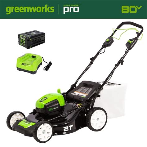 Greenworks 80 Volt 21 In Cordless Self Propelled Lawn Mower 5 Ah 1 Battery And Charger Included